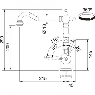 Franke Particolare Old England klassieke Keukenkraan brons 115.0028.205