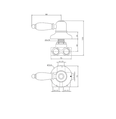 Huber Croisette Omstelkraan Chroom 1/2 CS00027021