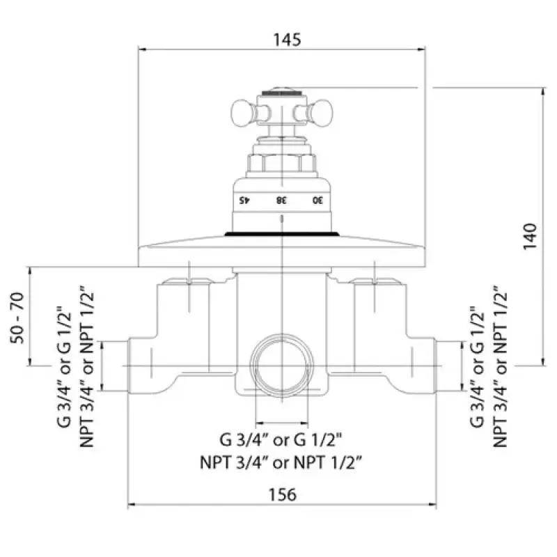 Nostalgische Inbouw Thermostaat Chroom D32117CH