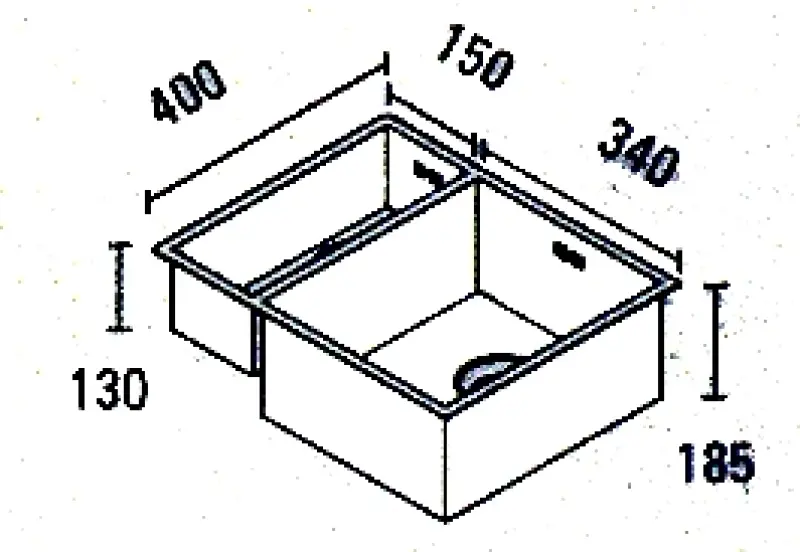 ABK Baronga anderhalve 1,5 rvs spoelbak 15x40+34x40 cm Vlakinbouw onderbouw en opbouw BAR1534FVI
