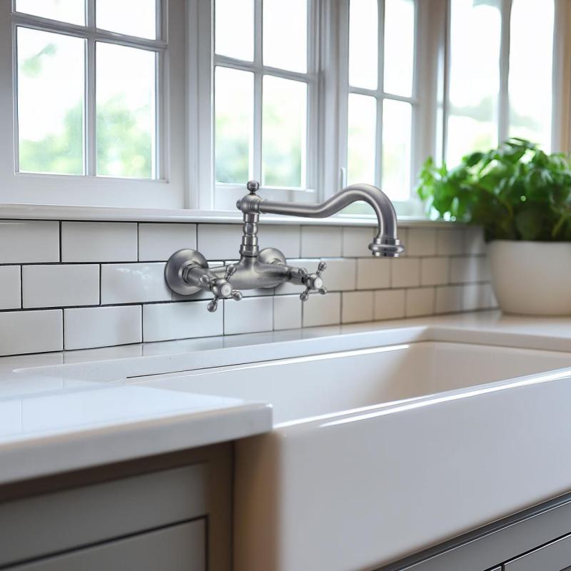 PB Nostalgische keukenkraan V2721 muurkraan RVS