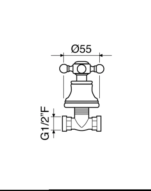 Inbouw stopkraan Nostalgisch RVS V2200RVS