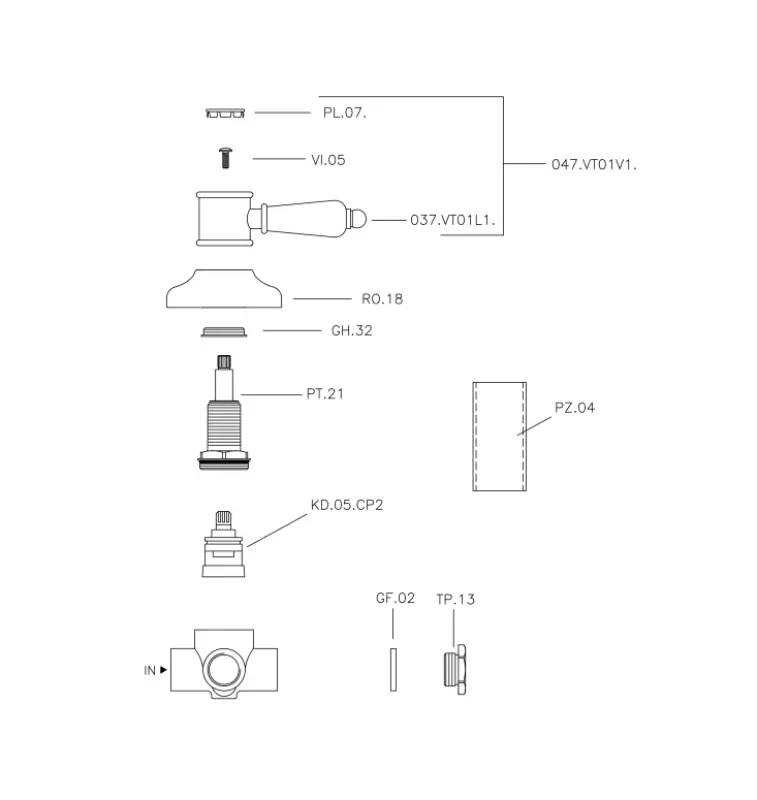 Huber Victorian 2 weg Omsteller RVS 653.VT01H.NS