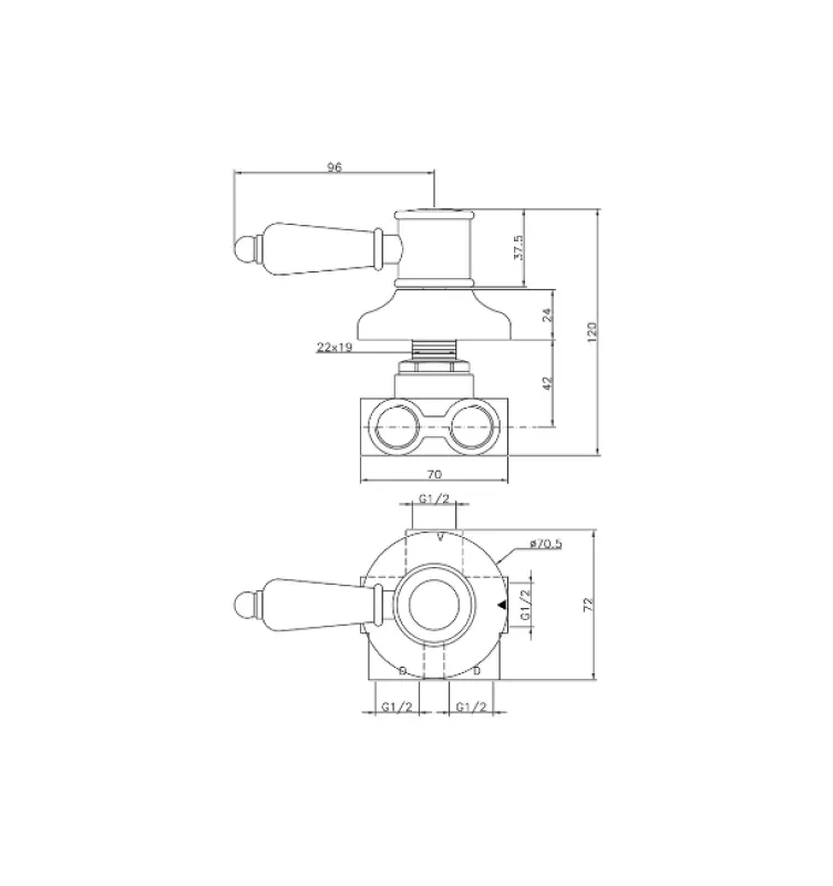 Huber Victorian 3 weg Omsteller Goud VT0002702G