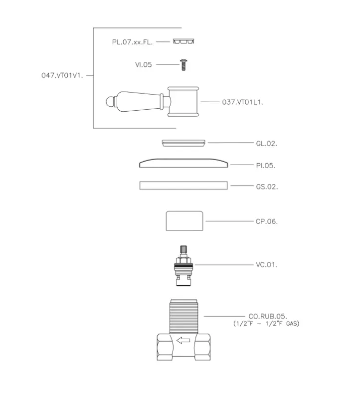 Huber Victorian inbouw Stopkraan Goud VT0003102G