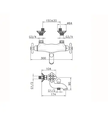 Huber Croisette Badthermostaatkraan Brons CST2701027