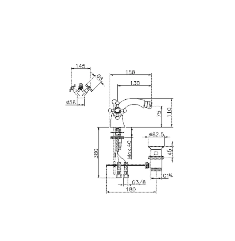 Huber Victorian 2 greeps Bidetmengkraan Brons VT00055027