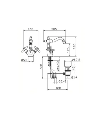 Huber Croisette Bidetmengkraan Brons CS00055027