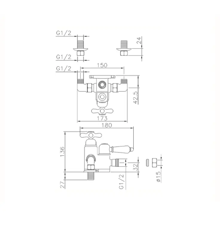 Huber Croisette Douchemengkraan Brons 150.CS01H.BA