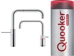 Quooker Nordic Square Twintaps Chroom COMBI Warm, koud, kokend water 22NSCHRTT