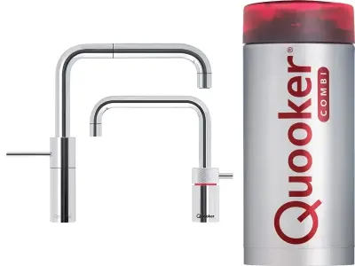 Quooker Nordic Square Twintaps Chroom COMBI Warm, koud, kokend water 22NSCHRTT