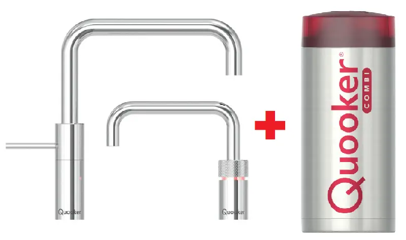 Quooker Nordic Square Twintaps Chroom COMBI+ Warm, koud, kokend water 22+NSCHRTT