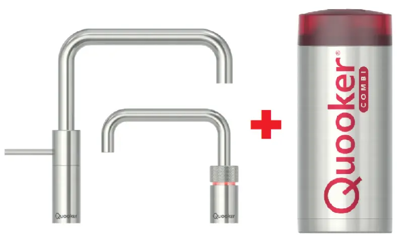 Quooker Nordic Square Twintaps RVS COMBI+ Warm, koud, kokend water 22+NSRVSTT