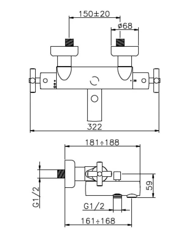 Huber Suite Opbouw badthermostaat 23201NFHCR