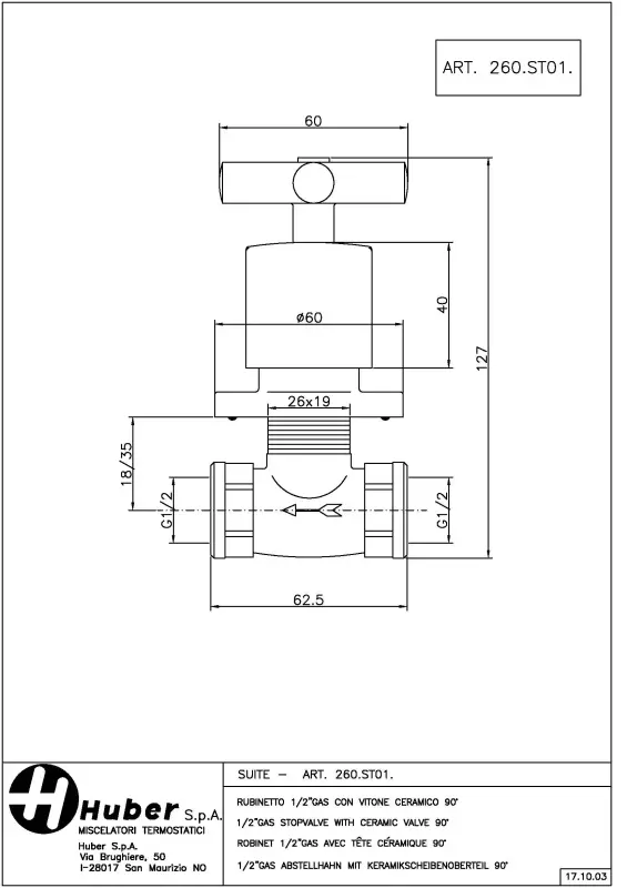 Huber Suite Inbouw stopkraan 260ST01HCR