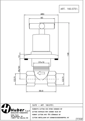 Huber Suite Inbouw stopkraan 160ST51HCR