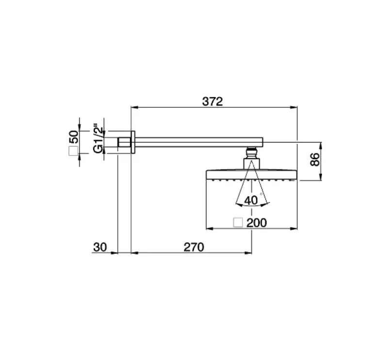 Cisal Hoofddouche 200 vierkant chroom DS01329021