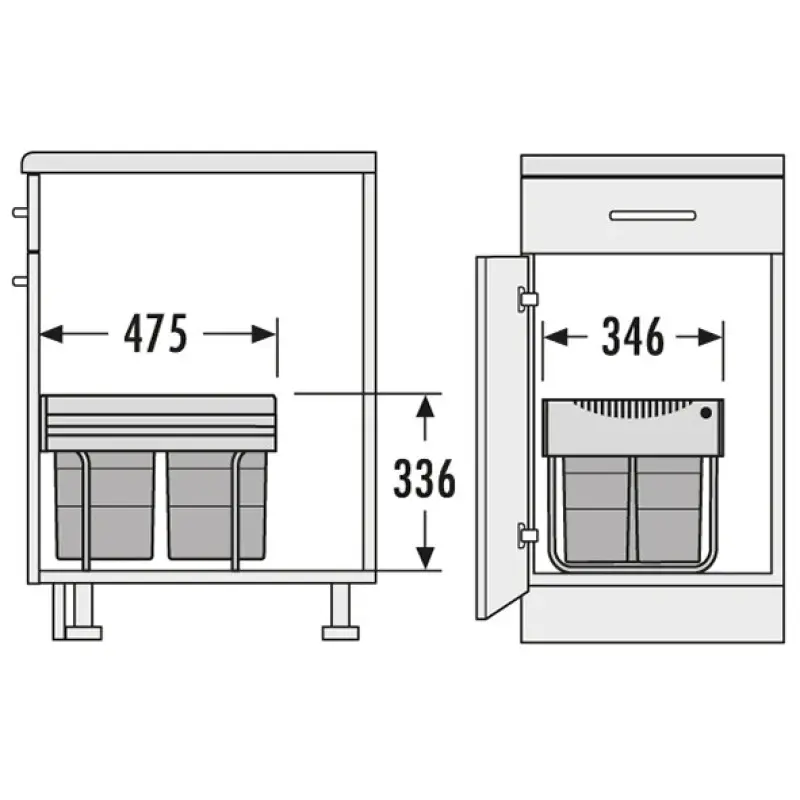 Hailo Tandem S 3 Afvalemmer 1x18+2x8,5ltr 1153449232