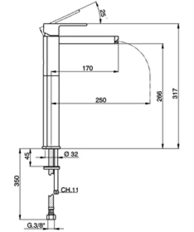 Huber Dado Cascade wastafelkraan chroom DC.003540.21
