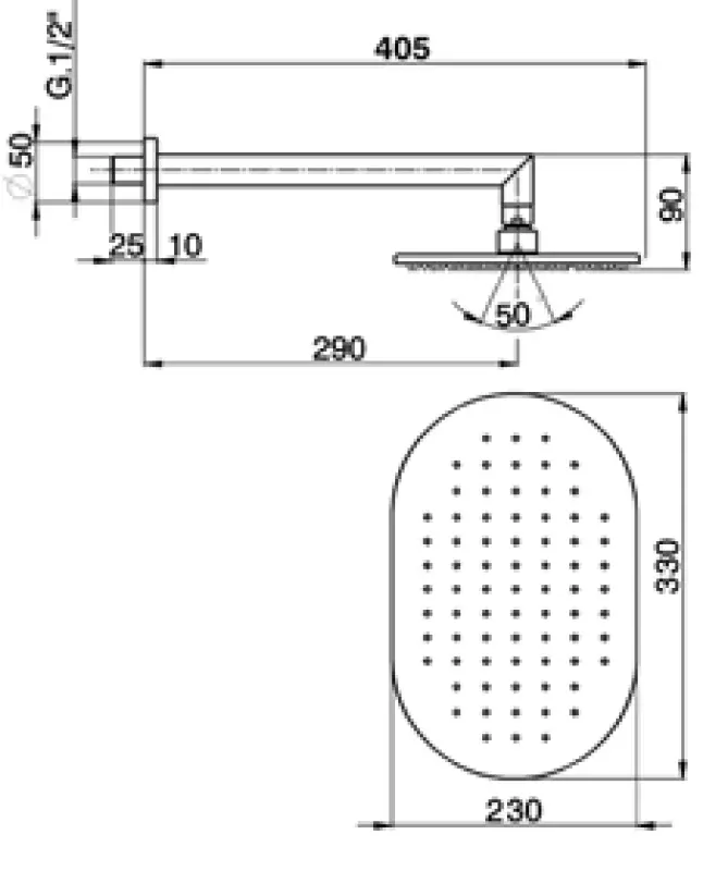 Huber Dado Cascade Hoofddouche met muurarm Chroom SS.013470.21 