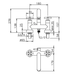 Huber Suite badkraan voor badrandmontage 263.ST01H.CR