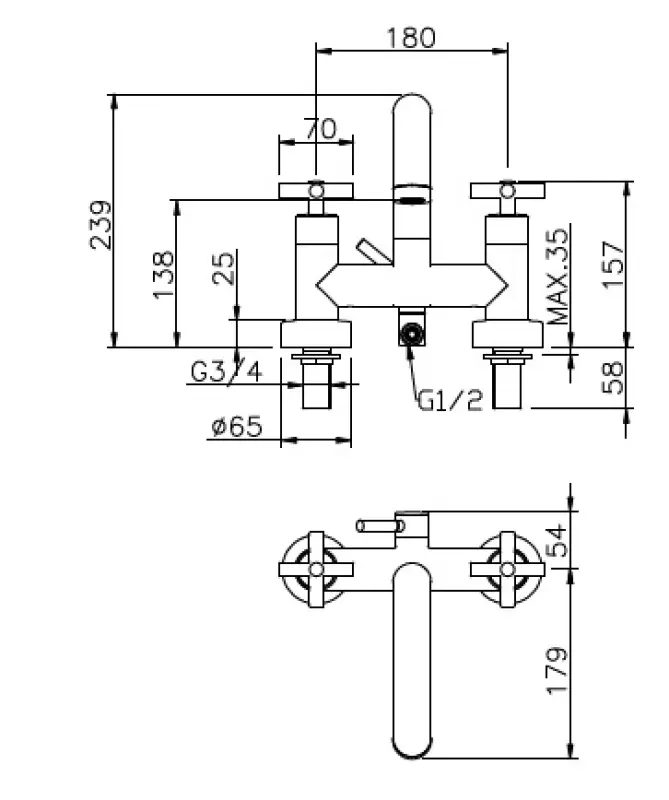 Huber Suite badkraan voor badrandmontage 263.ST01H.CR