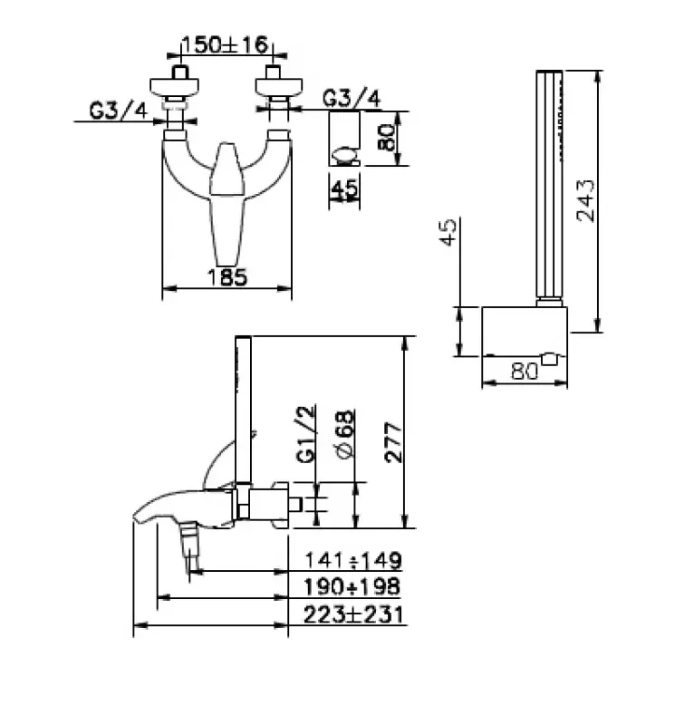 Huber Icon Bad/douchemengkraan chroom 193M.VL05H.CR