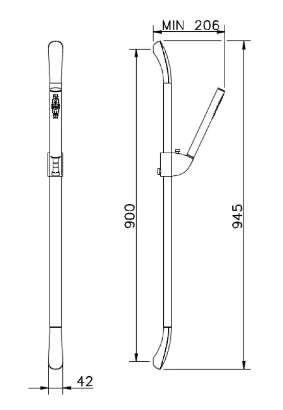 Huber Icon Glijstangset met handdouche Chroom 62.30H.CR