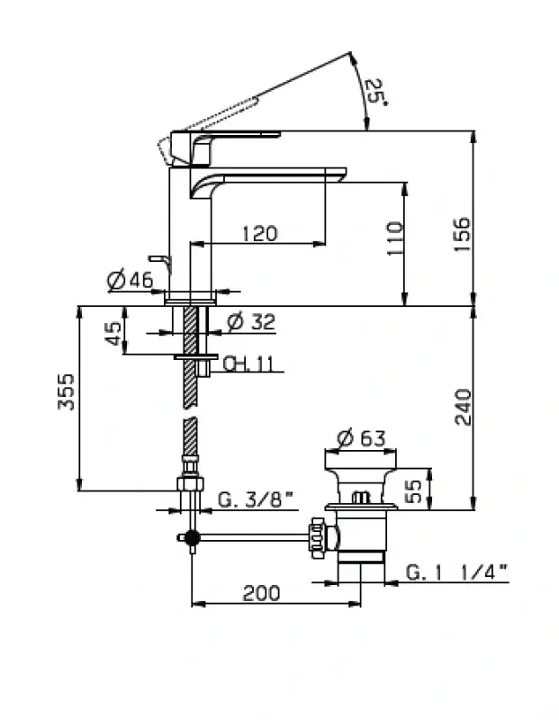 Huber Levity Wastafelmengkraan Chroom LY.000510.21