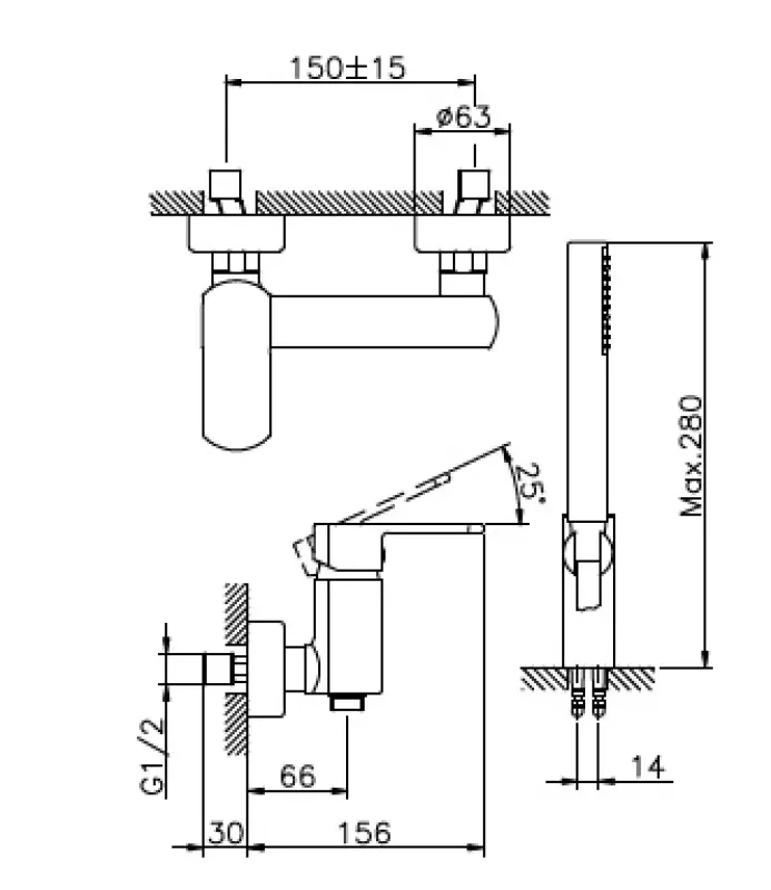 Huber Dado Douchemengkraan met handdoucheset Chroom DD.000450.21