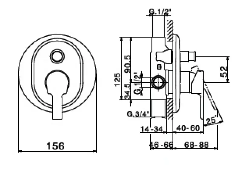 Huber Advant inbouw Bad/douchemengkraan Chroom AD.000210.21