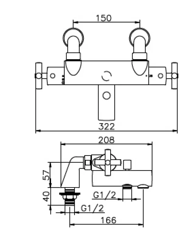 Huber Suite Opbouw bad/douche thermostaatkraan 232C.01NFH.CR