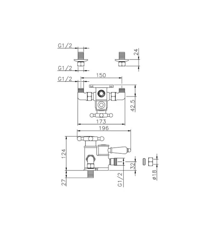 Huber Victorian Douchethermostaat Brons 150.VT01H.BA