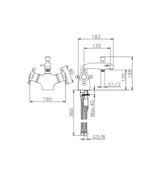 Huber Victorian Thermostatische Badkraan voor badrandmontage Chroom VTT6201021