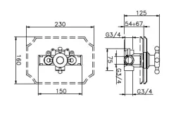 Huber Victorian inbouw thermostaatkraan 3/4 Chroom 1154959552