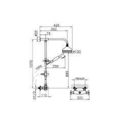 Huber Croisette Thermostatische Doucheset 15cm Chroom/Goud 390.CS01H.CA