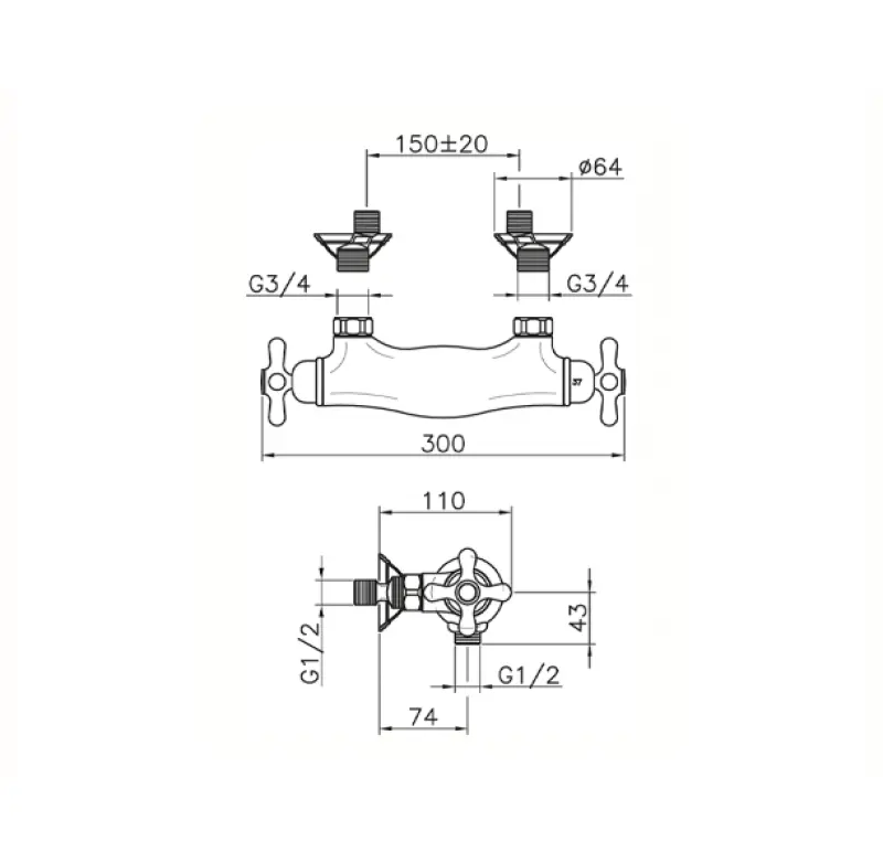 Huber Croisette Douchethermostaat Goud CST010102G