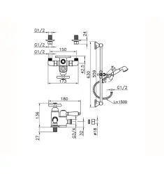 Huber Croisette Thermostatische Doucheset Chroom/Goud 190R.CS01H.CA