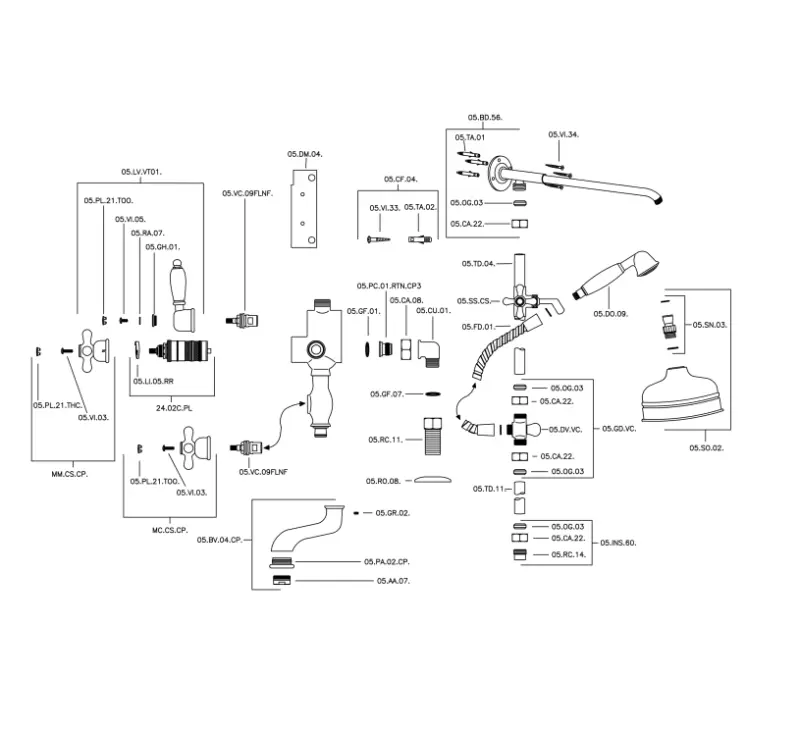 Huber Croisette Bad Douchecombinatie 20cm Goud 592.CS21H.AG
