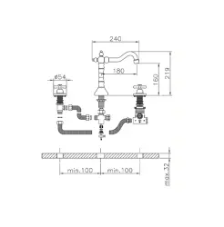 Huber Croisette 3-gats Thermostatische Wastafelmengkraan Chroom/Goud CST720107G