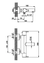 Huber Soft Thermostatische Badkraan Chroom SF.T21010.21