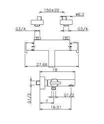 Huber Tratto Thermostatische Badkraan Chroom TT.T21010.21