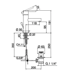 Huber Tratto Wastafelmengkraan Chroom TT.000490.21