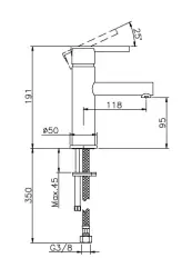Huber Tratto wastafelkraan chroom TT.000500.21