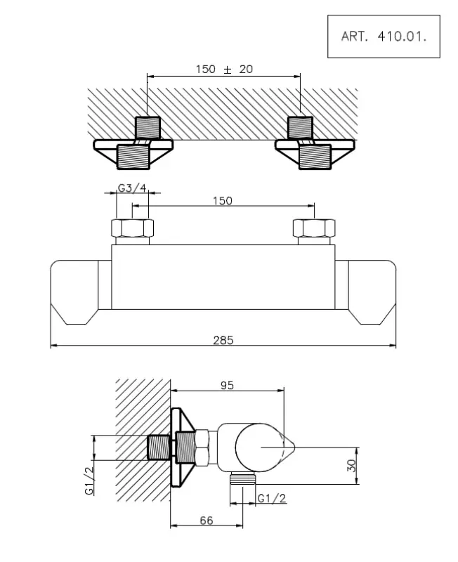 Huber Clinic Douchemengkraan Thermostatisch Chroom 410.01H.CR