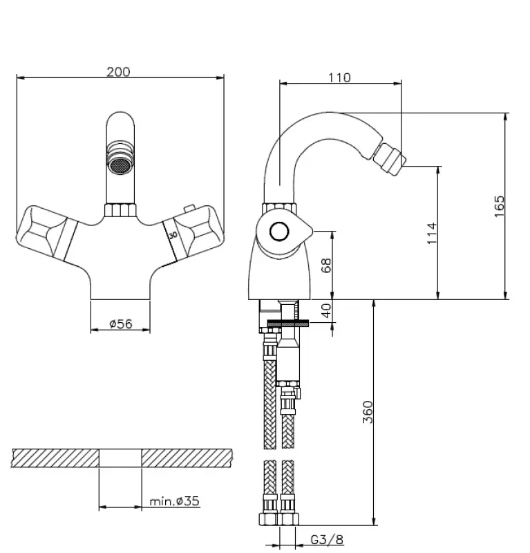 Huber Clinic Thermostatische Bidetmengkraan chroom 416.01H.CR