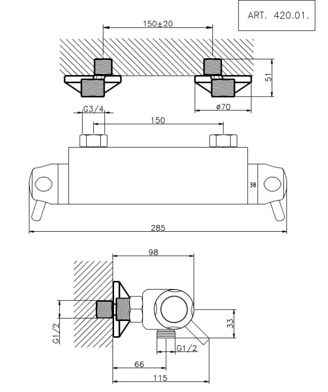 Huber Clinic Plus Douchemengkraan Chroom 420.01H.CR