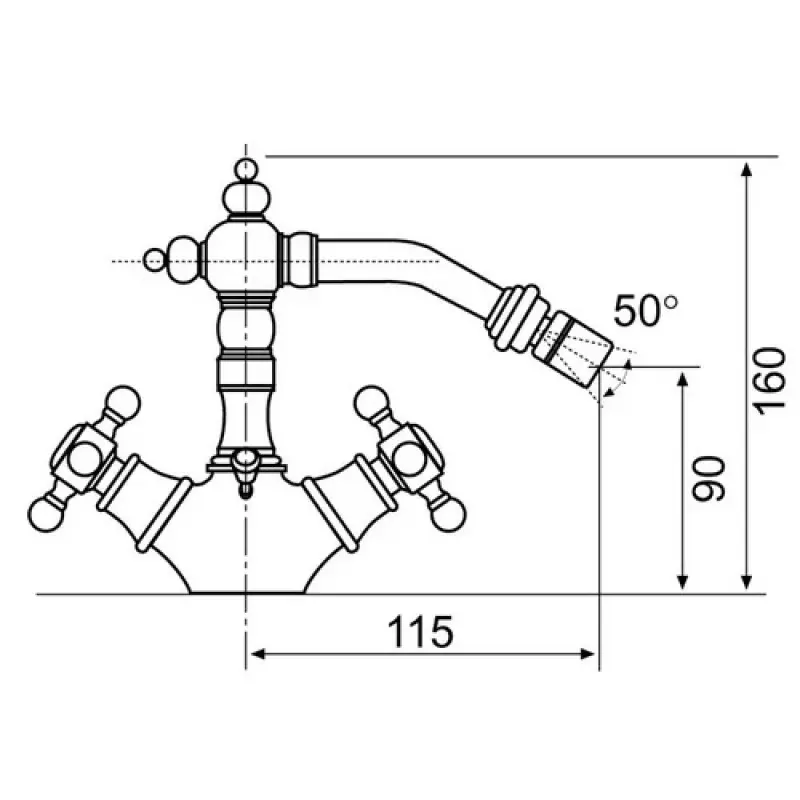 Nostalgische bidet mengkraan met waste chroom V2020CH