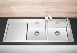 Blanco spoelbak Claron 8 S-IF trekknop links vlakinbouw RVS 521652