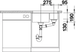 Blanco spoelbak Subline 340/160-U manueel onderbouw antraciet 523548